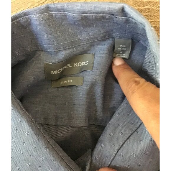 MICHAEL KORS- SOLID Button-Down Shirt Men's Neck Sz15.5 Business Casual- MEDIUM - Picture 3 of 6